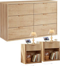 LEYAOYAO 48" Wide Fluted Dresser and 1 Drawers 23" Nightstand Set of 2 by LEYAOYAO-Findtheshiningpointofyourideallife%EF%BC%81
