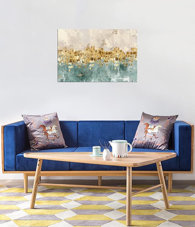 DZL Art A74669 Brown and Blue Abstract Painting Modern Decor Wall Art Tan Color - Image 7