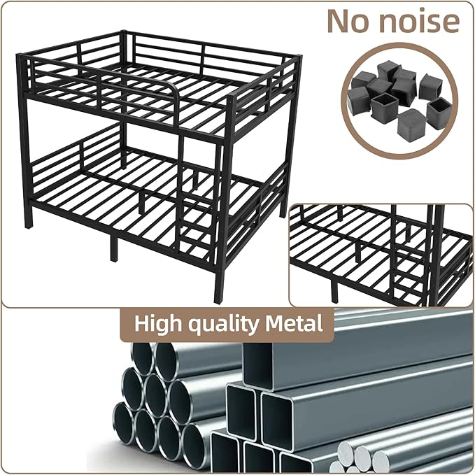 Full Over Full Bunk Bed Frame, Heavy Duty Metal Loft Bed - Image 6
