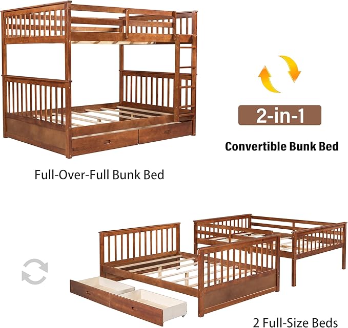 Merax Full Over Full Size Wood Bunk Bed - Image 6
