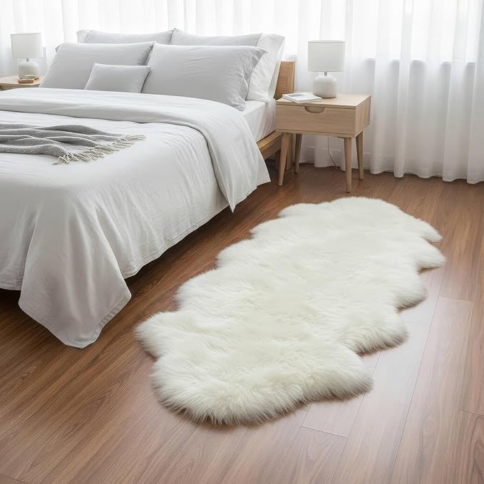 Real Sheepskin Rug 2' x 6' Double Pelt – Natural Genuine Sheep Skin by SuperAreaRugs