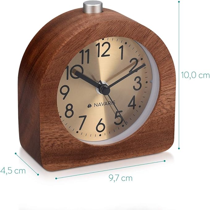 Navaris Wood Analog Alarm Clock - Image 4