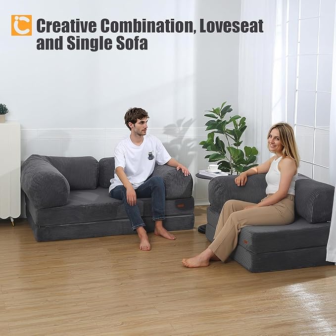 COMAX Futon Sofa Bed, 4-in-1 Floor Foldable Sofa Couch Queen - Image 9