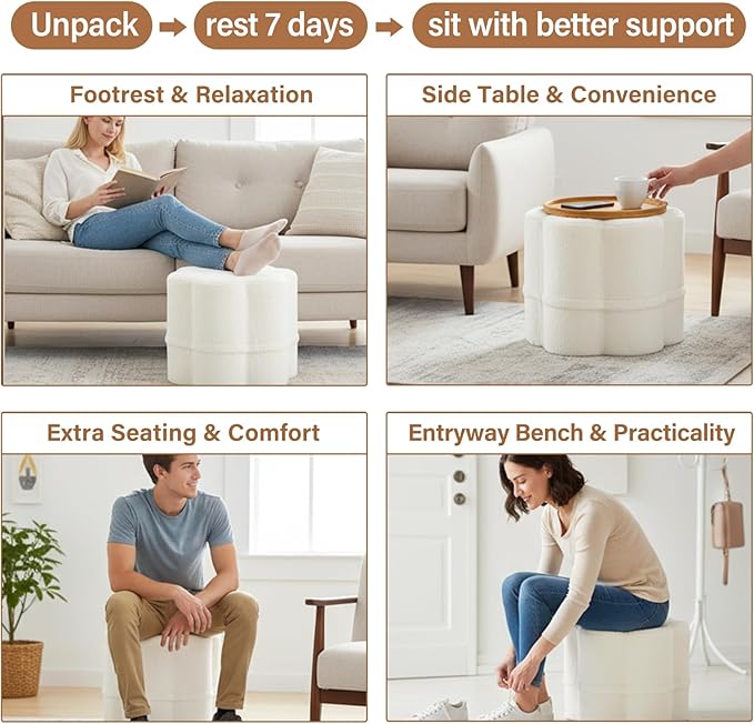 Tiita Floral Pouf Ottoman, Foot Stools Ottoman - Image 2