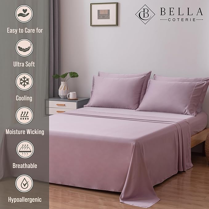 Bella Coterie 6 Piece Luxury Bamboo Viscose King Size Sheet Set | 100% - Image 2