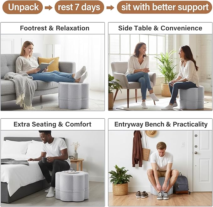 Tiita Floral Pouf Ottoman, Foot Stools Ottoman - Image 7