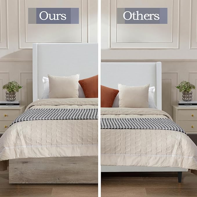 Queen Size Upholstered Bed Frame, Wood Base Platform Beds, No Box Spring Needed - Image 4