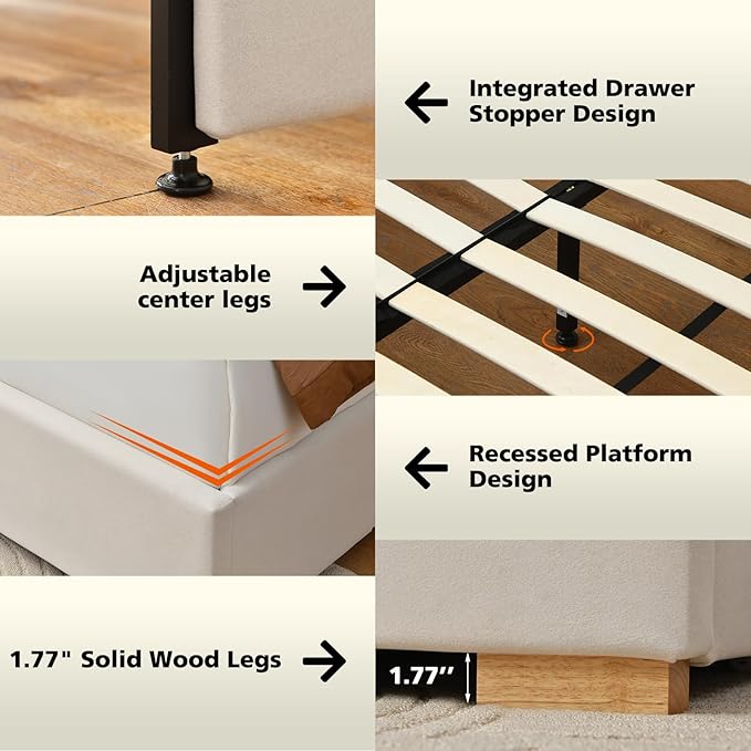 VELOCAVA King Size Upholstered Bed Frame - Image 4