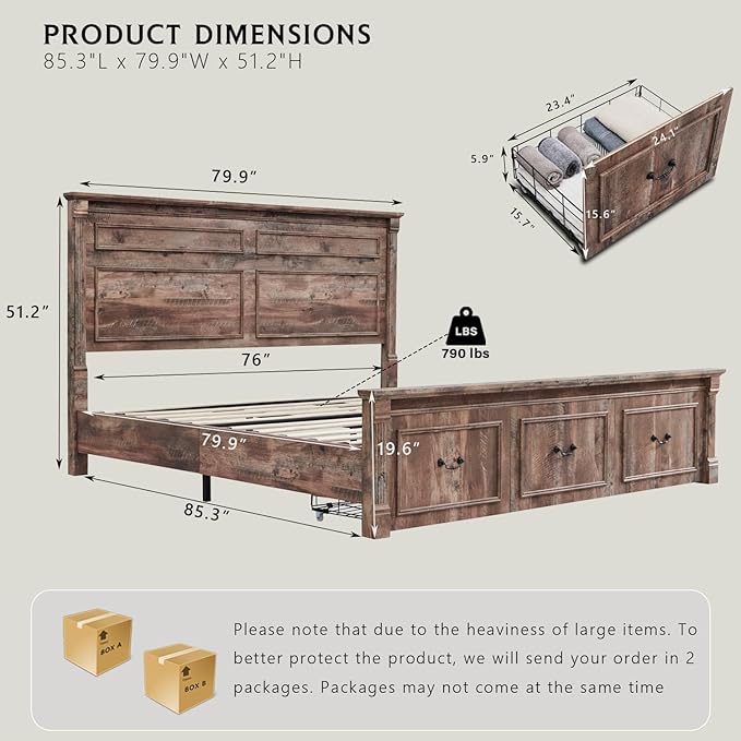 Farmhouse King Size Bed Frame - Image 2