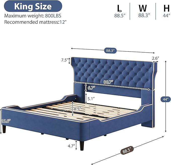 Christopher Knight Home Salus Linen Upholstered King Size Bed Frame - Image 2
