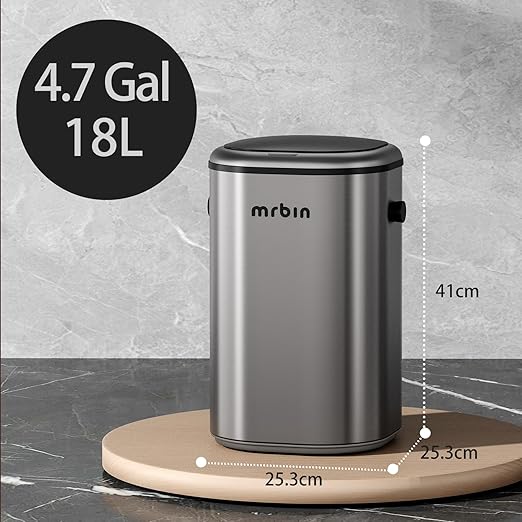 MRBIN Stainless Steel Motion Sensor Tall Bathroom Trash Can - Image 8