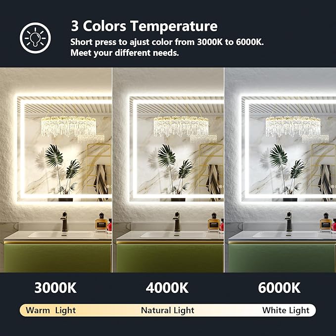 YEELAIT 68x40 Inch LED Bathroom Mirror - Image 4