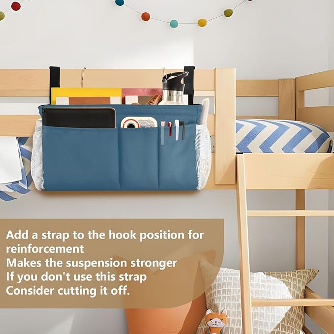 KOPIRIT Caribbean Blue Bedside Caddy Storage Bag Bedside Organizer - Image 6