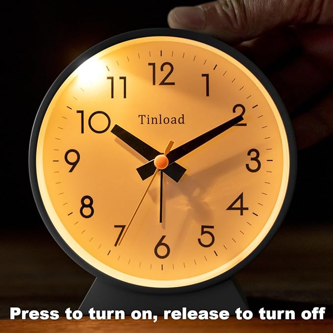 4.5" Battery Operated Antique Retro Analog Alarm Clock, Small Silent Bedside - Image 5