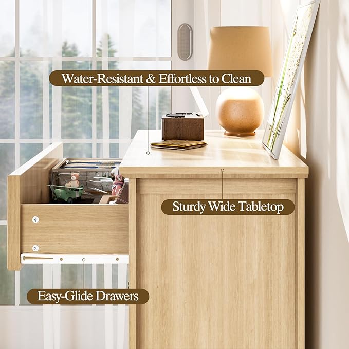 Farmhouse 5 Drawers Dresser, 45.5" H Modern Country Storage Dressers - Image 5