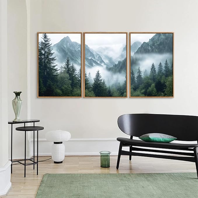 YeeHomedec Large Mountain Framed Canvas Wall Art, Mordern Calming Forest Wall - Image 5
