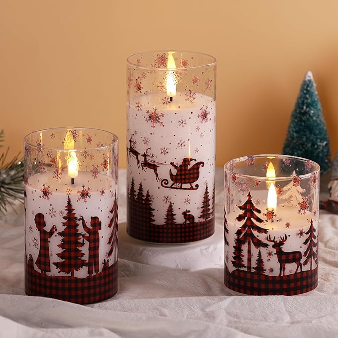 Eywamage Christmas Flameless Pillar Candles - Image 6