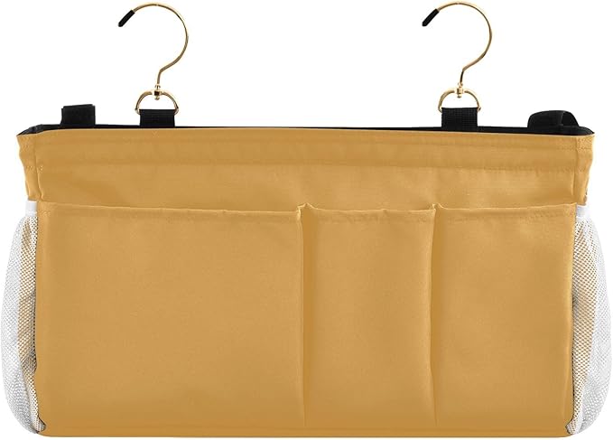 KOPIRIT Mustard Yellow Bedside Caddy Storage Bag Bedside Organizer - Image 2