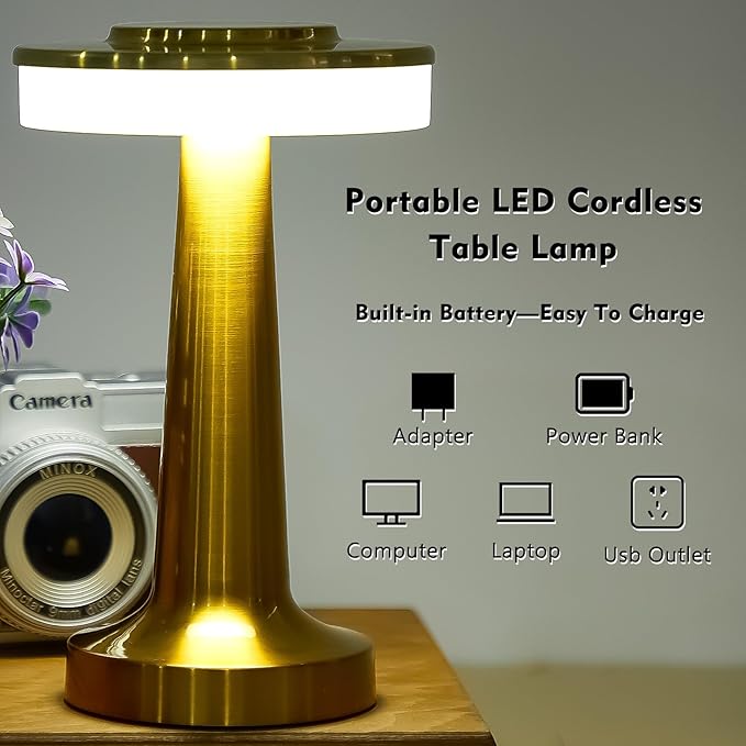 VIHOSE Cordless Table Lamps LED Portable Rechargeable Table Lamp - Image 3