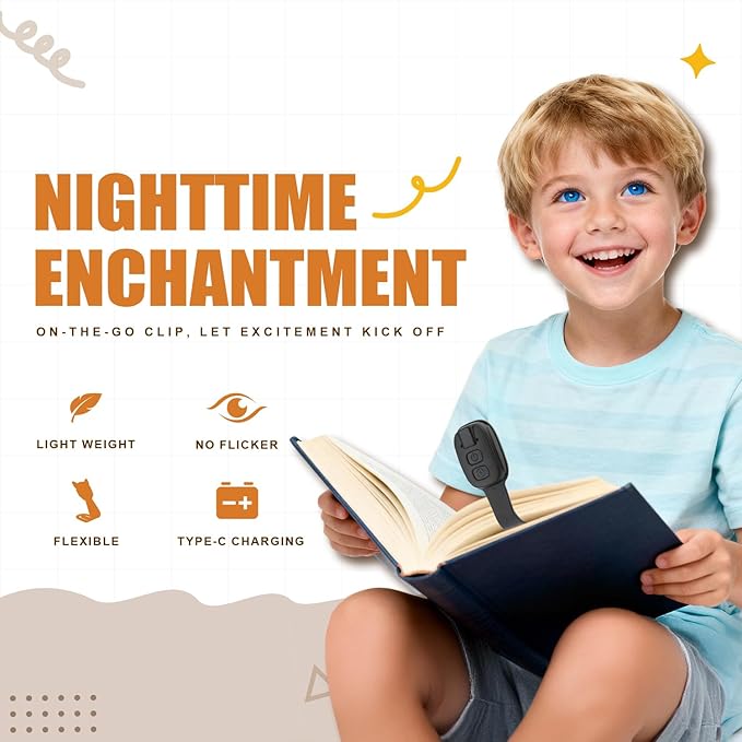 Rechargeable Book Light for Kids at Night – Portable Clip-On LED Light - Image 2
