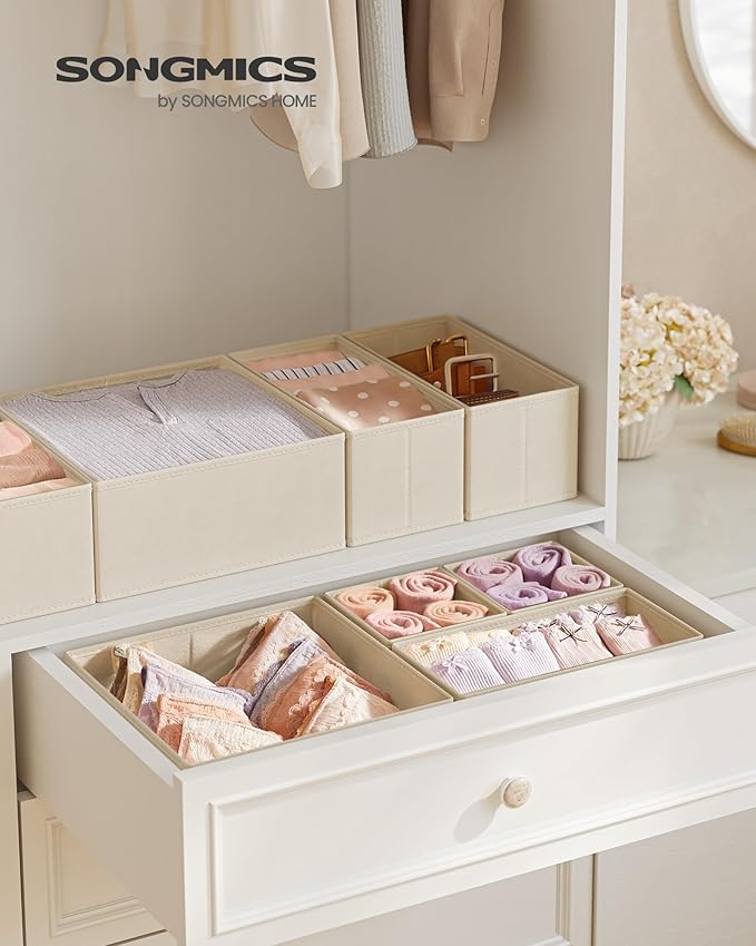 SONGMICS Drawer Organizer, Dresser Drawer Organizers, Foldable Fabric Storage - Image 2