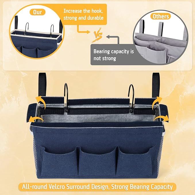Lilithye Bedside Caddy Bedside Organizer Bedside Storage Caddy - Image 5