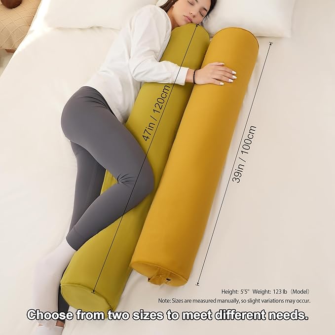 Long Round Body Pillow for Adults – Bolster Pillow for Bed, Cervical Roll Pillow - Image 3