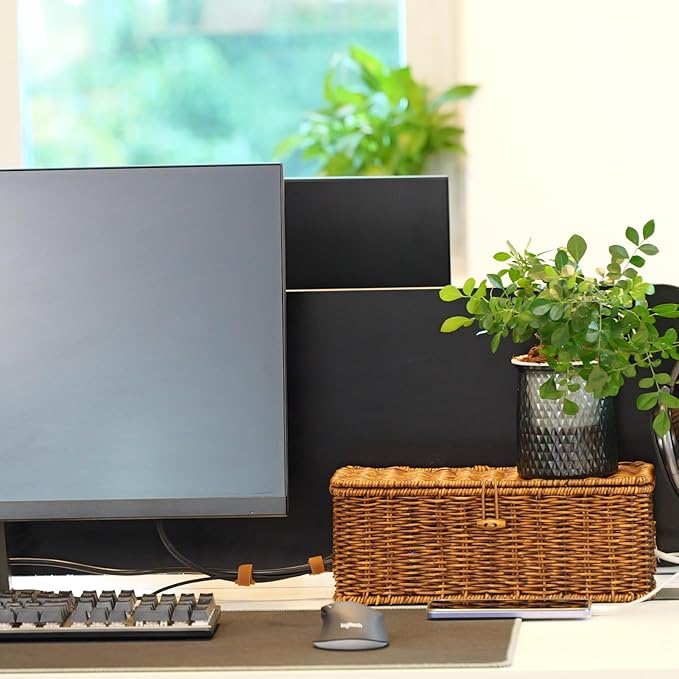 BROWNLILY Cable Management Box, Rattan Style Cord Organizer - Image 8
