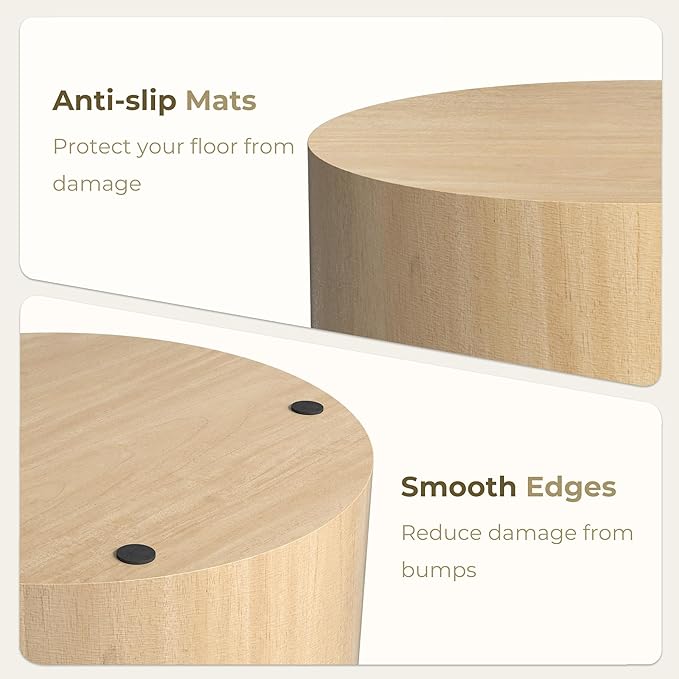Nesting Coffee Table Set of 2, Round Yellow Nesting Table Modern Circle Coffee - Image 5
