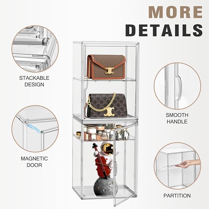 2 Pcs Shoe Display Case, XX-Large Tall Boot Storage Box Transparent Handbag - Image 6