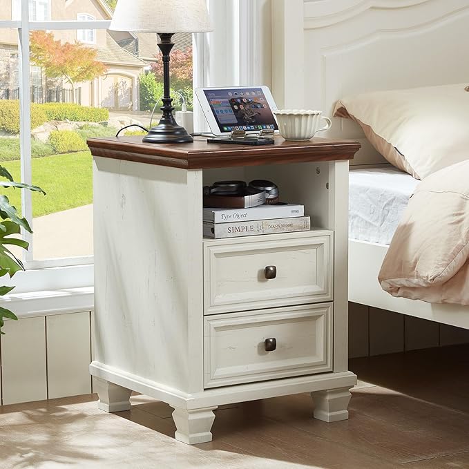SAVOR LIFE Farmhouse Nightstand Set of 2 - Image 2