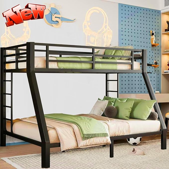 Upgraded Version Thicken Metal Heavy-Duty Twin XL Over Queen Bunk Bed, Modern by Unknown