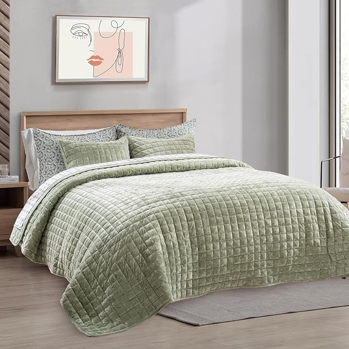 RECYCO Luxury Velvet Quilt Set King Size Bedding Sets, Ultra Soft Velvet - Image 2