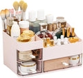 SuoXing Pink Makeup Organizer for Vanity, Large Plastic Skincare Organizers by SuoxingStorage
