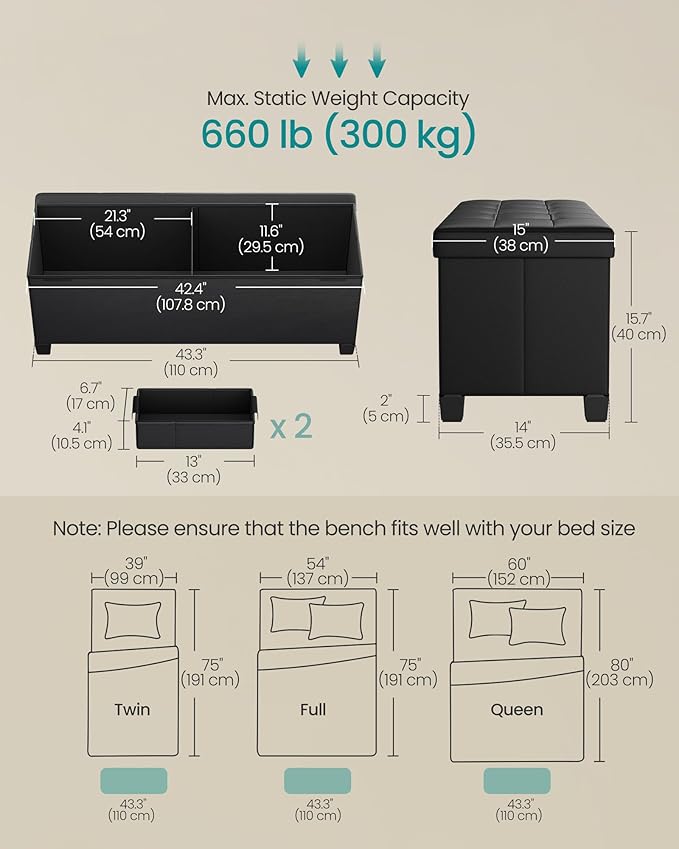 SONGMICS Storage Ottoman, Storage Bench - Image 3