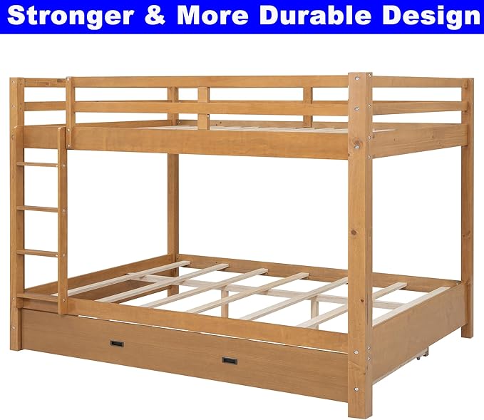 Upgraded Version Thicken Solid Wood Queen Over Queen Bunk Bed - Image 7