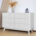 Fluted 6 Drawers Dresser for Bedroom, Wooden Dresser TV Stand, Wood Drawer by Airynee