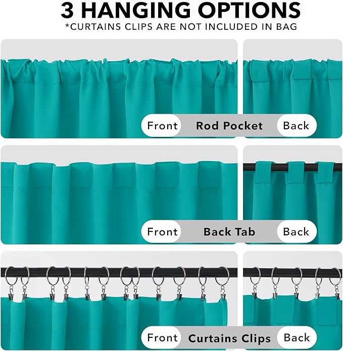 Deconovo Blackout Curtains, Thermal Insulated, W52 x L54 2 Panels, Back Tab - Image 2