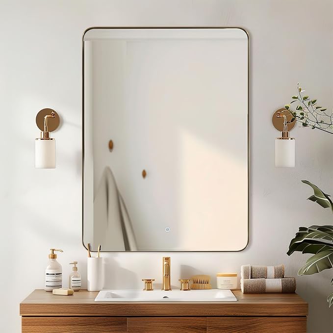 ANDY STAR Gold Bathroom Mirror, 30x36 Brushed Brass Rectangle Mirror - Image 2