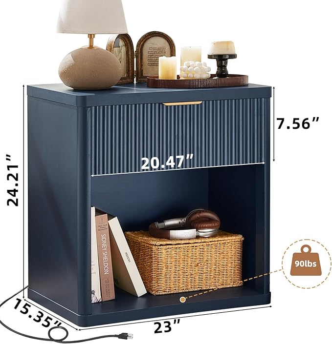 LEYAOYAO Fluted Farmhouse Nightstand Set of 2 - Image 3