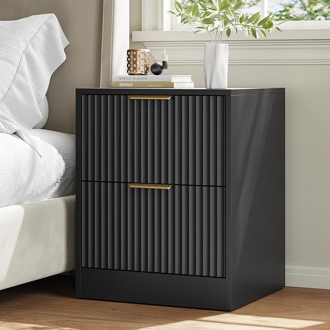 9 Drawer Dresser & Nightstand Set 3-Piece, 63” Wide Fluted Bedroom Dresser Set - Image 7