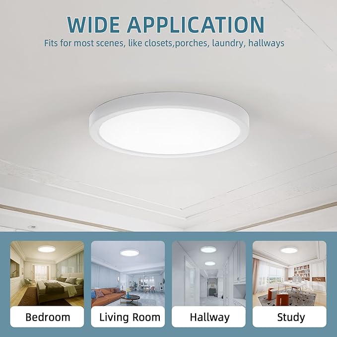 TOPELER 9inch Flush Mount Ceiling Light, Dimmable Ultra-Thin LED Ceiling Light - Image 8