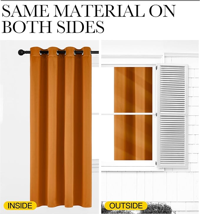 NICETOWN Room Darkening Orange Curtains 63 inches Long - Image 6