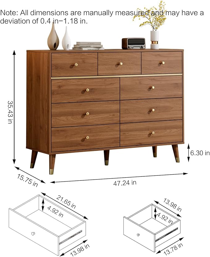 Modern Chest of Drawers with 9 Drawers, Deep Drawers, Clothes Organizer - Image 2