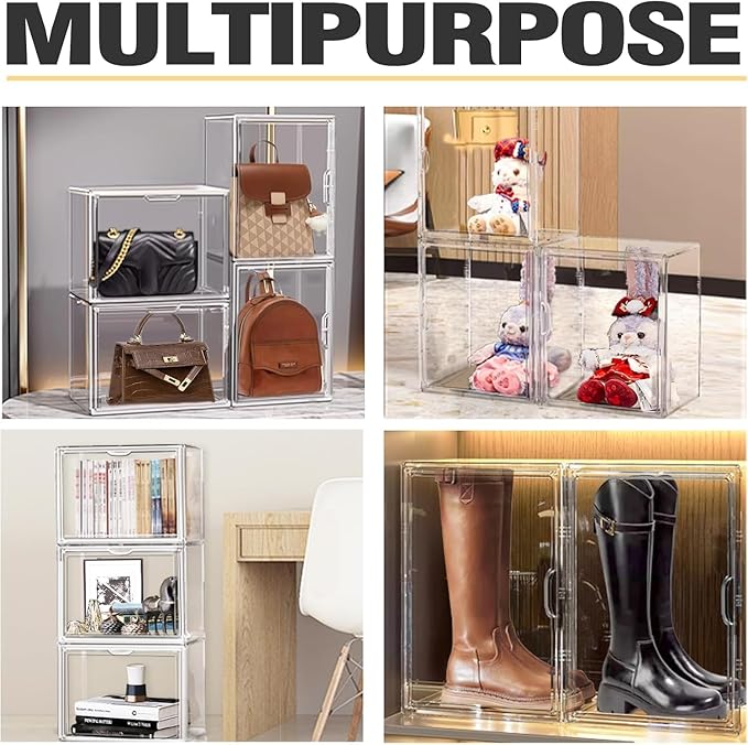 Tall Boot Storage Box 5 Pack, XX-Large Acrylic Shoe Box Sneaker Display Case - Image 4