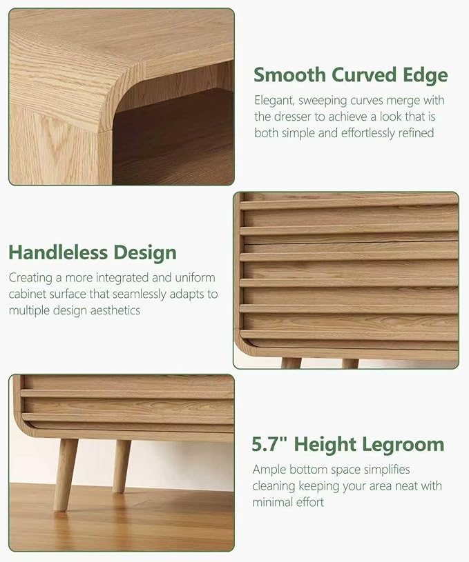 22.4"W Fluted Night Stand with 2 Drawers and Opening Shelf, RGB Nightstand with - Image 6