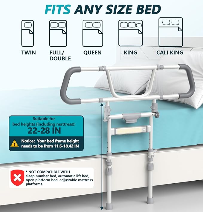 Packve Foldable Bed Rails for Elderly Adults Safety - Image 2