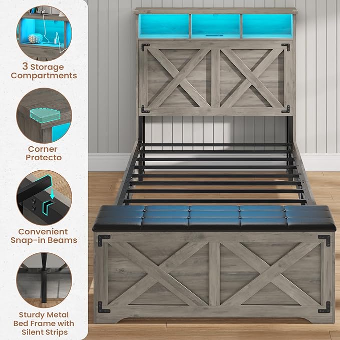 Hasuit Farmhouse Bed Frame Twin Size - Image 8