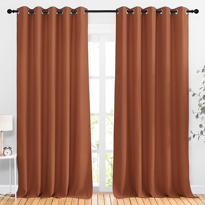 NICETOWN Burnt Orange Blackout Living Room Curtains 110 inches Long, Grommet by NICETOWN