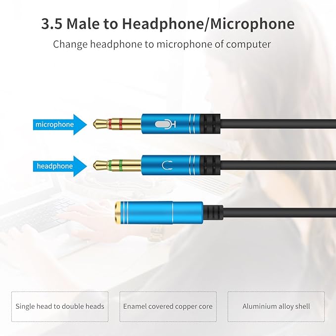 CANFON Headphone Splitter for Computer 3.5mm Female to 2 Dual 3.5mm Male - Image 4